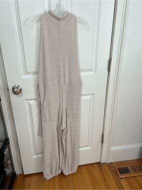 Free People Sleeveless Cream Knit Jumpsuit